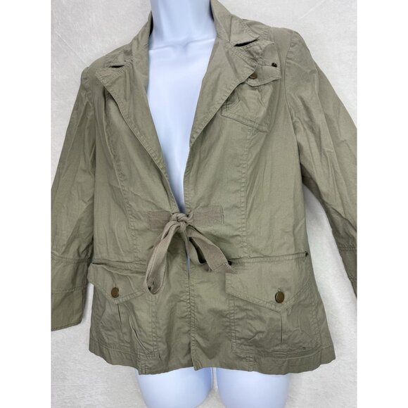 XCVI Women's Green Lightweight Utility Tie Front Jacket Size Large - Picture 4 of 13